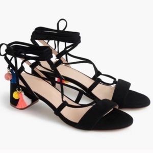 J. Crew | 1.75” Heel Lace-up Leg Tassel Sandal